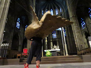 Corpus 2017. Assaig del ball de l'Àliga a la nau de la Catedral de Santa Maria