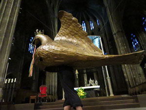 Corpus 2017. Assaig del ball de l'Àliga a la nau de la Catedral de Santa Maria