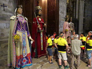 Corpus 2017. Assaig del ball de l'Àliga a la nau de la Catedral de Santa Maria