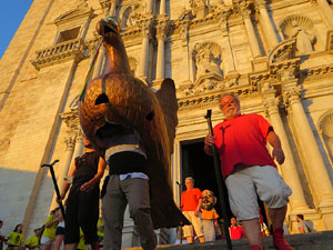 Corpus 2017. Assaig del ball de l'Àliga a la nau de la Catedral de Santa Maria