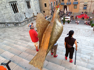 Corpus 2017. Assaig del ball de l'Àliga a la nau de la Catedral de Santa Maria