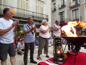 Arribada a Girona de la Flama del Canigó 2017