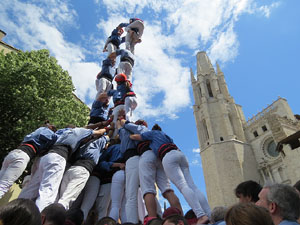 Temps de Flors 2017. Diada Castellera a la pla&ccedil;a de Sant Feliu amb els Marrecs de Salt, els Xics de Granollers, i els Xiquets de Reus