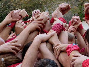 Fires 2017. Els Castells de Vigília a la plaça de Sant Feliu, amb els Marrecs de Salt, la Colla Castellera Esperxats de l'Estany i els Castellers d'Andorra