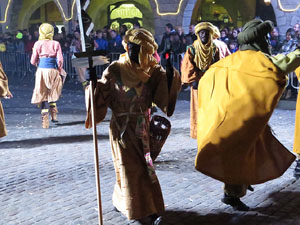 La Cavalcada de Reis 2018. Arribada del seguici a la plaça del Vi