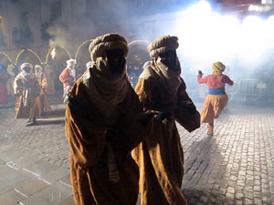 La Cavalcada de Reis 2018. Arribada del seguici a la plaça del Vi