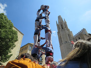 Temps de Flors 2018. Diada Castellera a la pla&ccedil;a de Sant Feliu amb els Marrecs de Salt, els Xics de Granollers, i els Sagals d�Osona