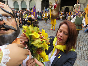 Fires de Sant Narc&iacute;s 2018. Toc de rams. Canvi dels rams de flors de les gegantes de Girona