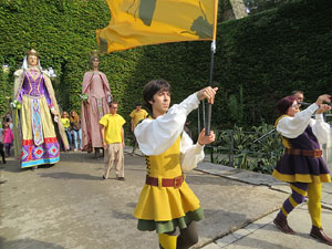 Fires de Sant Narc&iacute;s 2018. Toc de rams. Canvi dels rams de flors de les gegantes de Girona