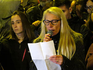 Manifestació contra el judici al procés. Concentració a la plaça de l'U d'octubre de 2017 i manifestació fins els Jutjats de Girona