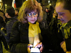 Manifestació contra el judici al procés. Concentració a la plaça de l'U d'octubre de 2017 i manifestació fins els Jutjats de Girona