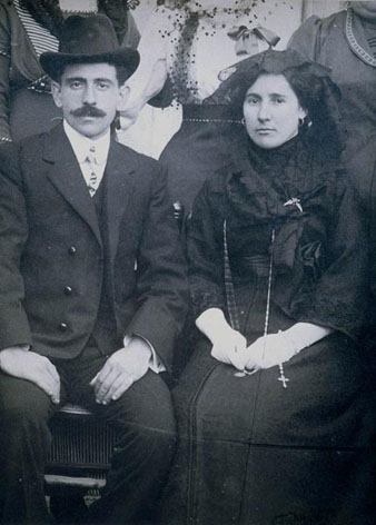 Foto de casament de Valentí Fargnoli i Rosa Vilasseca. 1912