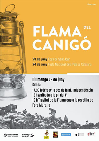 Cartell de l'arribada de la Flama del Canigó a Girona 2019