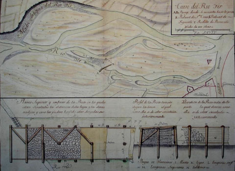 Plànol del curs del riu Ter elaborat el 20 de gener de 1714