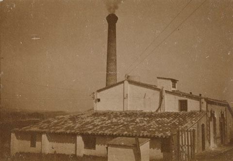 Vista de la indústria de productes químics i tartàrics de Palau-sacosta, coneguda popularment com Els Químics. 1920-1930