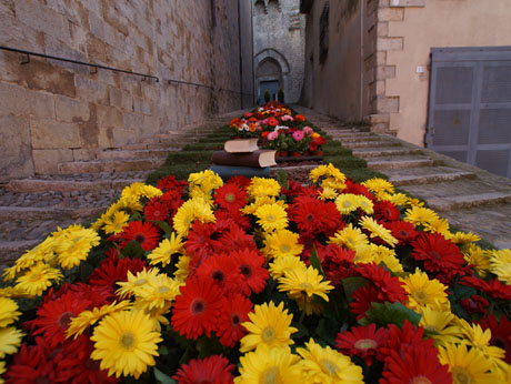 Temps de Flors 2019. Instal·lacions florals a les escales de la basílica de Sant Feliu