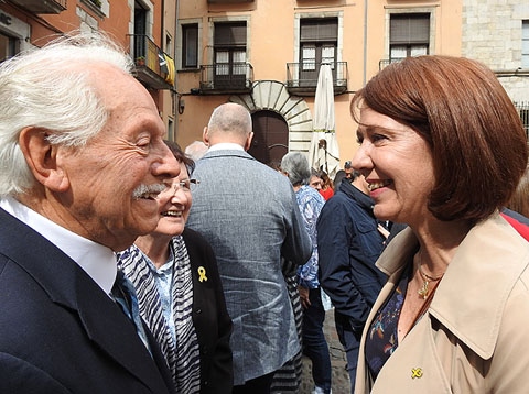 L'alcaldessa de la ciutat, Marta Madrenas, amb Josep Tarrés durant la inauguració
