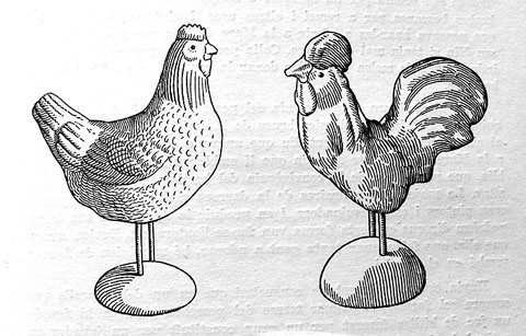 Figures de pessebre. La gallina i el gall