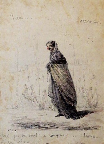 La Quaresma. Modest Urgell. Ca. 1862. Llapis de grafit i aquarel·la sobre paper