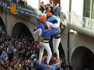 Fires 2019. La Diada Castellera a la pla&ccedil;a del Vi, amb els Marrecs de Salt, els Capgrossos de Matar&oacute; i els Minyons de Terrassa