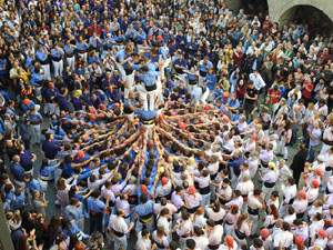 Fires 2019. La Diada Castellera a la pla&ccedil;a del Vi, amb els Marrecs de Salt, els Capgrossos de Matar&oacute; i els Minyons de Terrassa