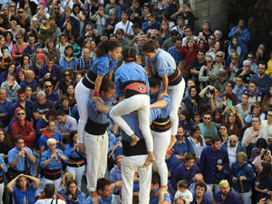 Fires 2019. La Diada Castellera a la pla&ccedil;a del Vi, amb els Marrecs de Salt, els Capgrossos de Matar&oacute; i els Minyons de Terrassa