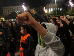 Concentraci&oacute; de protesta contra la pres&egrave;ncia de Felip VI a Catalunya a la pla&ccedil;a de l'U d'octubre