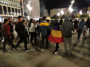 Concentraci&oacute; de protesta contra la pres&egrave;ncia de Felip VI a Catalunya a la pla&ccedil;a de l'U d'octubre