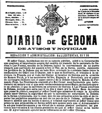 Article del 'Diario de Gerona de Avisos y Noticias' del 14 de gener de 1904 sobre la incidència del nou pont de la Barca en la circulació i accessos a la ciutat