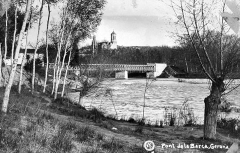 Vista del riu Ter a l'altura del pont de la Barca. 1920-1930