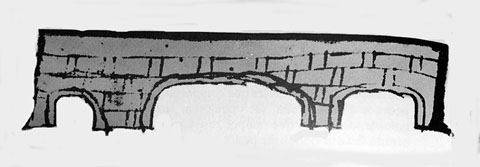Dibuix del pont de Sant Jaume. Llibre Vermell, any 1451, foli 121