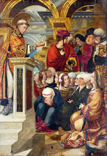 Predicació de Sant Feliu a les dones. Joan de Borgonya, 1518-1521. Component del retaule de Sant Feliu