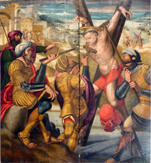 Crucifixió de Sant Feliu. Joan de Borgonya, 1518-1521. Component del retaule de Sant Feliu
