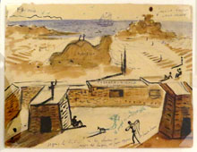 Croquis per al Club Mediterranée. Salvador Dalí. Ca. 1961. Tinta i aquarel·la sobre paper