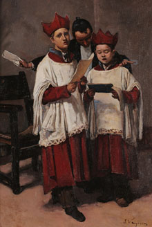 Lliçó de cant pla. Joaquim Vayreda i Vila. 1871. Oli sobre tela