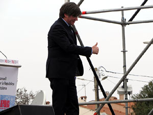 Acte del Consell per la Rep&uacute;blica Catalana a Perpiny&agrave; amb el President Carles Puigdemont i els consellers Clara Ponsat&iacute; i Toni Com&iacute;n
