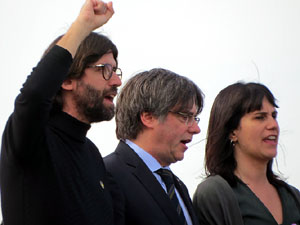 Acte del Consell per la Rep&uacute;blica Catalana a Perpiny&agrave; amb el President Carles Puigdemont i els consellers Clara Ponsat&iacute; i Toni Com&iacute;n
