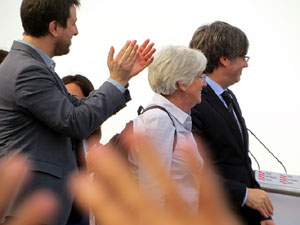Acte del Consell per la Rep&uacute;blica Catalana a Perpiny&agrave; amb el President Carles Puigdemont i els consellers Clara Ponsat&iacute; i Toni Com&iacute;n