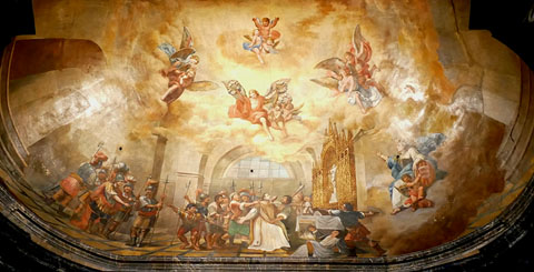 Detall de la pintura del martiri de Sant Narcís
