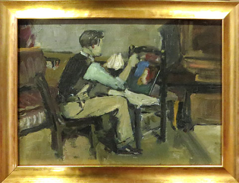 Josep Maria Subirachs pintant. Mercè Vallverdú Borràs. Ca. 1947