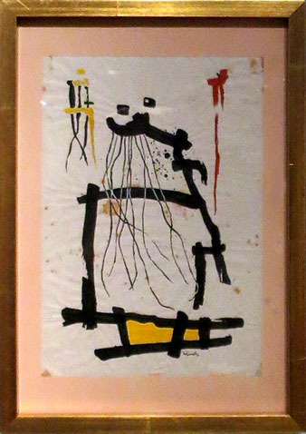 Mathias Goeritz. 'El hombre y sus ídolos' 1949. Original per al llibre 'Mathias Goeritz' de Eduardo Westerdahl, Cobalto, 1950. Tècnica mixta sobre paper