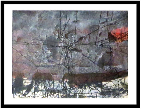 Joan Vilacasas. 'Composició', 1961. Tècnica mixta sobre paper