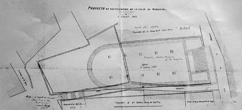 Projecte de rectificació del carrer Miralles o Mirallers. 5 d'agost de 1886