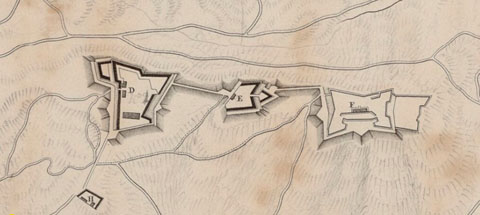 Plan du Siège de Gironne par l'Armée de sa Majesté en Catalogne en 1809