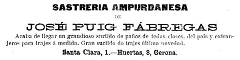Anunci publicat al 'Diario de Gerona de Avisos y Notícias' del 29/6/1892