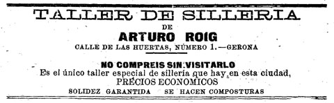 Anunci publicat al 'Diario de Gerona de Avisos y Notícias' del 9/2/1893