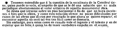 'Diario de Gerona de avisos y notícias' 8 d'agost 1907. Parla de l'acabament de l'escalinata que sigui horitzontal