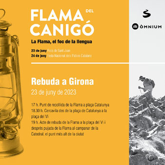 Cartell de la rebuda de la Flama del Canigó a Girona 2023