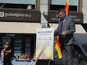 Diada Nacional 2024. Acte institucional a la plaça Catalunya, amb parlaments de Lluc Salellas, Miquel Noguer i Sílvia Paneque