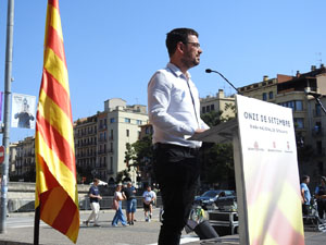 Diada Nacional 2024. Acte institucional a la plaça Catalunya, amb parlaments de Lluc Salellas, Miquel Noguer i Sílvia Paneque